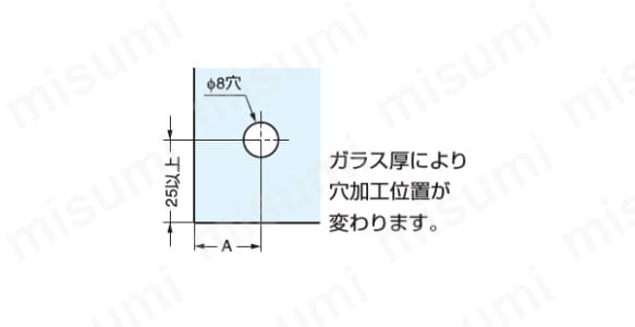 キャッチ付ガラス丁番 かぶせ扉用 GHC34-8CR-K 製品仕様01