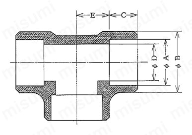 さし込み溶接形ティー（SWT） SWT外形図
