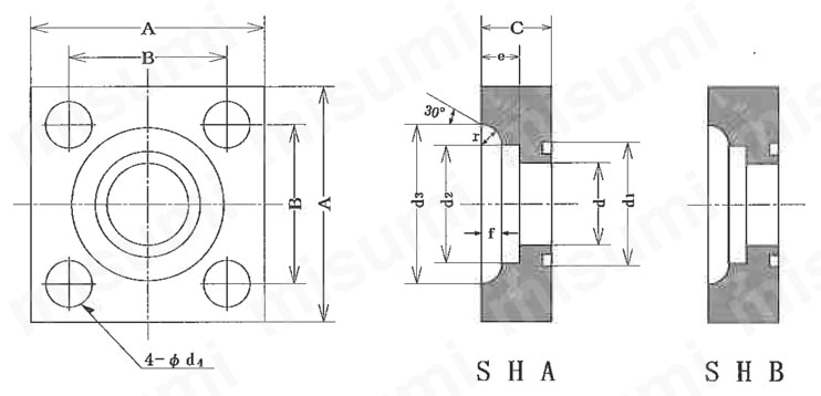 油圧用210kgf/cm2管フランジ SHF 外形図