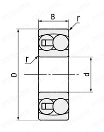 自動調心玉軸受（円筒穴形・テーパ穴形） 外形図3