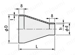 サニタリー管用継手 －ショート同心異径 SMS規格－ 外形図