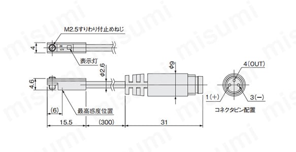 リード線横出し 無接点（ZE177G）の寸法図