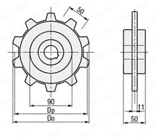 ラジアスチェーン用歯車 外形図
