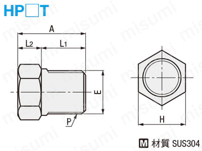 一般管継手 -プラグ- HP 外形図01