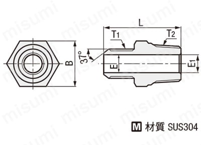油圧用継手 -Hネジ・おねじ接続- 外形図01