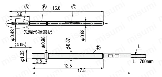 コンタクトプローブ －PCBテスト用－ 外形図2