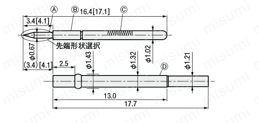 コンタクトプローブ －PCBテスト用－ 外形図3