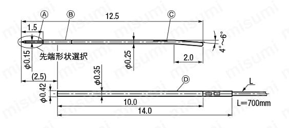 コンタクトプローブ －PCBテスト用－ 外形図5