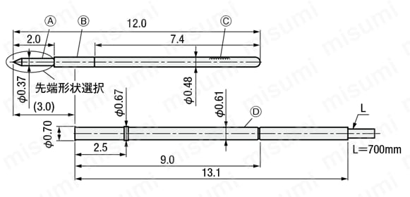 リセプタクル －PCBテスト用－ 外形図4