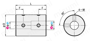 リジット形カップリング -セットスクリュータイプ- 外形図