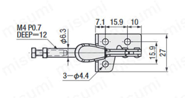 トグルクランプ －横押型－ ストローク17mmストレートアーム（フランジ