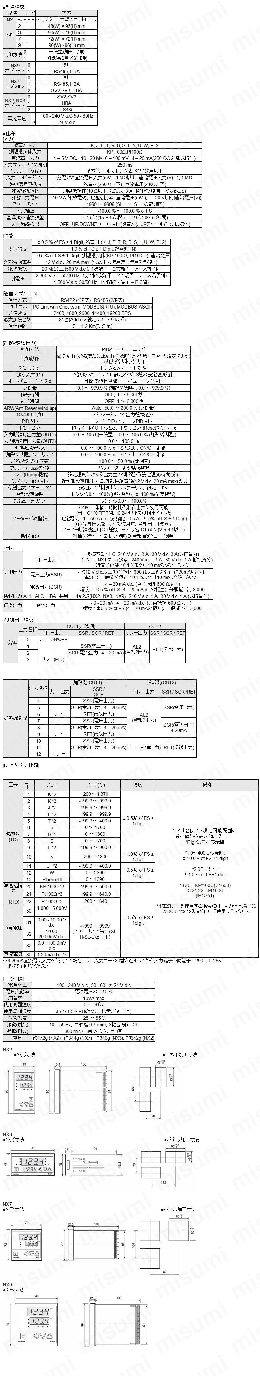 マルチ入出力デジタル温度コントローラ NX2/NX3/NX7/NX9:関連画像