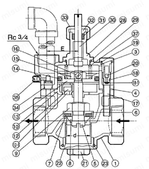 FMバルブS-3型 部品図