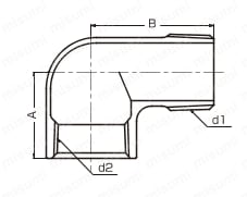 ステンレス製ねじ込み管継手 ストリートエルボ SLタイプ 外形図