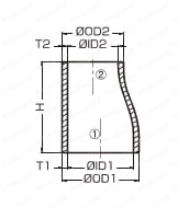 ステンレス製突合せ溶接式管継手 エキセントリック・レジューサ SUS304 10S 外形図