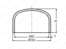 ステンレス製突合せ溶接式管継手 キャップ SUS304 10S 外形図