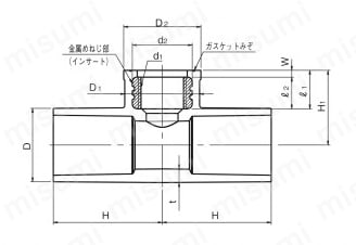 TS継手 給水栓用チーズ（A形） インサート付 TS WT 外形図01