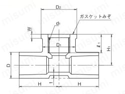 TS継手 給水栓用チーズ（A形） インサートなし TS WT 外形図01
