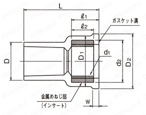 HITS継手 給水栓用ソケット（A形） インサート付 HITS WS 外形図01