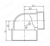 CU継手（便利な継手） VP管用異径90°エルボ CU VP DL 外形図01