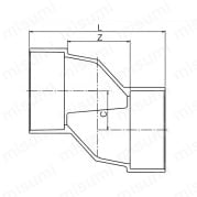 CU継手（便利な継手） VP管用S型ソケット（1/2偏芯）CU VP SS 外形図01