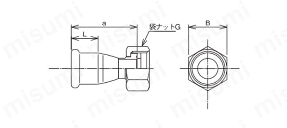ユニオンソケットの寸法図