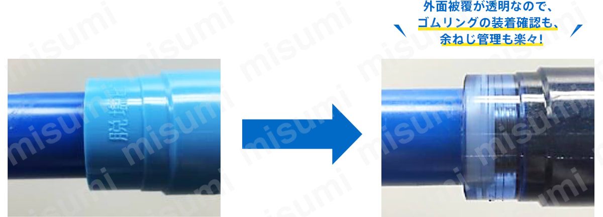 プレシールコア 透明PCコア継手 通常タイプ ライニング管接続用 TPCシリーズ エルボ シーケー金属 MISUMI(ミスミ)