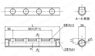 ヘッダー 外形図