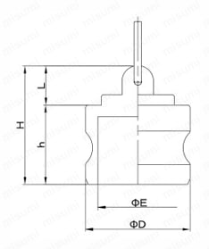 ポリプロピレン製レバーカップリング ダストプラグ OZ-DP 外形図