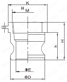 ブロンズ製レバーカップリング メスネジ型アダプター OZ-A 外形図