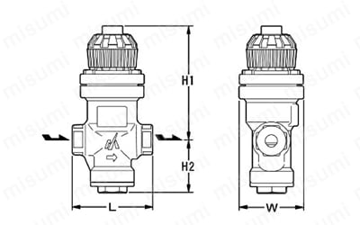 直動形蒸気用減圧弁 REC1型 外形図1