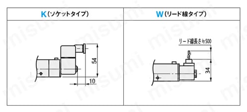 電磁弁 VLEV500シリーズ　5ポート3位置 外形図2