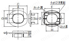 標準仕様TLシリーズ 壁貫通キャップ 外形図