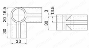 パイプフレーム用プラスチックジョイント PJ-004 外形図01
