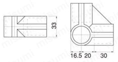 パイプフレーム用プラスチックジョイント PJ-100C 外形図