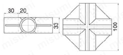 パイプフレーム用プラスチックジョイント PJ-200B 外形図