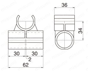 パイプフレーム用プラスチックジョイント PJ-302A 外形図