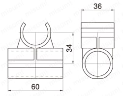 パイプフレーム用プラスチックジョイント PJ-302B 外形図