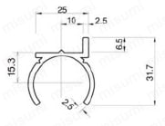 パイプフレーム用アタッチメント 樹脂レール JB-601/2 外形図
