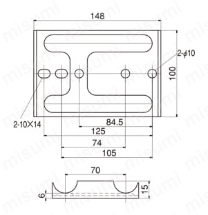 パイプフレーム用キャスター取付用金具 JB-003 外形図
