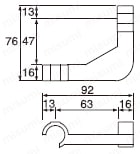 ユニプラスリム(φ19)用コーナー用棚受け VPJ-700B 外形図