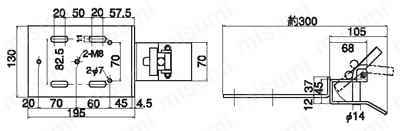 パイプフレーム用台車連結用部品 JB-702B　JB-702B 外形図