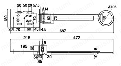パイプフレーム用台車連結用部品 JB-702C　JB-702C 外形図