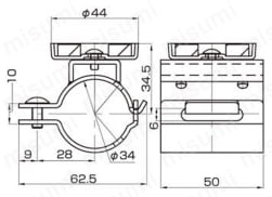 パイプフレーム用台車連結用部品 JB-712M 外形図