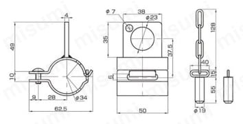パイプフレーム用台車連結用部品 JB-712T1／JB-712T2 外形図