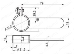 パイプフレーム用固定接続用部品 仕切金具 JB-307 外形図01