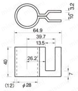 パイプフレーム用開閉用部品 JB-102 かぎ金具B 外形図