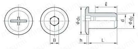 JCN 家具用ボルト専用ナット 外形図