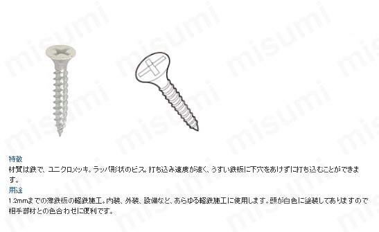 カラー軽天ねじ (白):関連画像