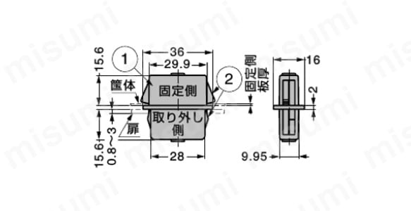 デュアルスナップキャッチ 295-9001型 外形図